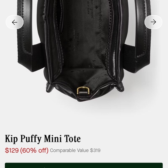 NWT Kate Spade Black Kip Mini Puffy Tote - Picture 2 of 8
